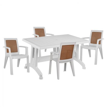 DINING SET 5PCS POLYPROPYLENE TABLE 140X80 & 4 ARMCHAIRS HM11459