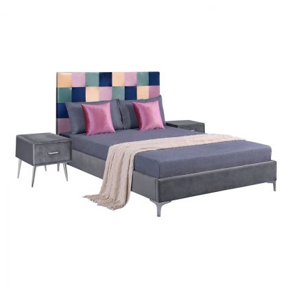 Комплект Спалня 3 части Velvet Grey Color Pattern HM11261