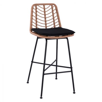 Metallic Stool HM5706 with wicker Beige 47x59x111cm
