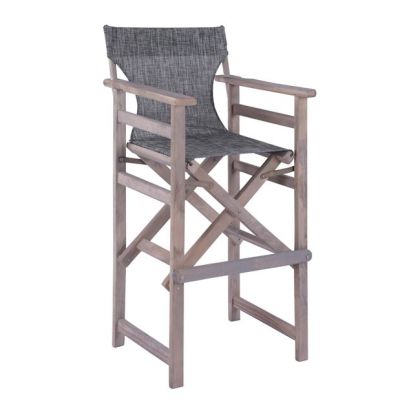 Director's Bar Stool Grey Impregnation Limnos with grey textline HM10560.10 58x55,5x117 cm.