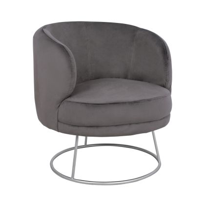 Armchair Arien HM8403.01,velvet grey,silver base 80x75x82cm