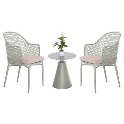 OUTDOOR LOUNGE SET 3PCS OREGO HM21106.06 ALUMINUM IN PISTACHIO GREEN COLOR