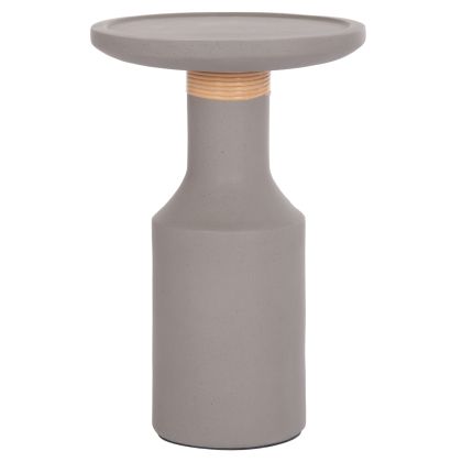 SIDE TABLE TRED(T) HM18169.03 FIBER CEMENT IN GREY-NATURAL RATTAN--Φ40x61Hcm.