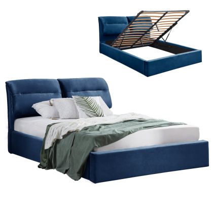 ЛЕГЛО KENDRA HM565.18 СИНЬО КАДИФЕ-МЯСТО ЗА СЪХРАНЕНИЕ 160X200 см МАТРАК