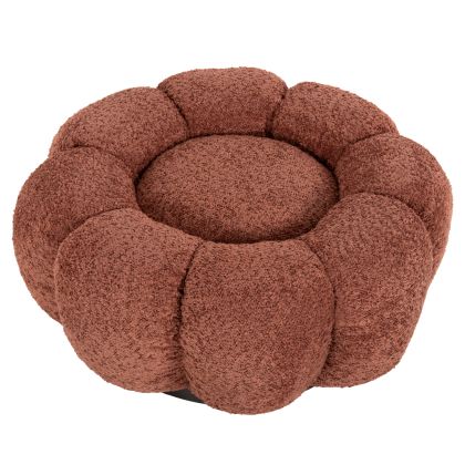 ТАБУРЕТКА КРЪГЛА KRIPP HM9602.02 РОЗОВО БУКЛЕ-ЧЕРНА МЕТАЛНА ОСНОВА Φ60x31Hсм.