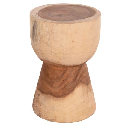 ROUND STOOL MAMBA HM9901.11 SOLID SUAR WOOD IN NATURAL COLOR Φ30x45Hcm.