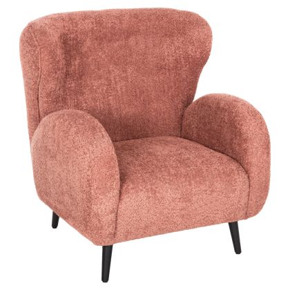КРЕСЛО KRYLY HM9593.02 РОЗОВ ПЛАТ ОТ БУКЛЕ-ЧЕРНИ ДЪРВЕНИ КРАКА 83x87x89Hcm.