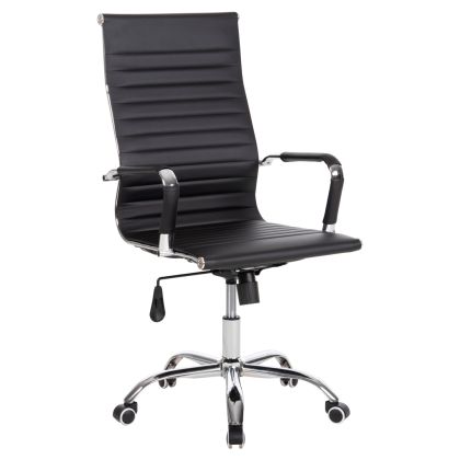 MANAGER'S OFFICE CHAIR BOSS HM1059.31 BLACK PU-CHROMED METAL FRAME AND BASE 54x57x110Hcm.