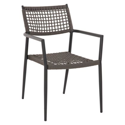 ARMCHAIR TRILAN HM6044.02 ALUMINUM IN BLACK-SYNTHETIC RATTAN IN NATURAL 57x59x85Hcm.