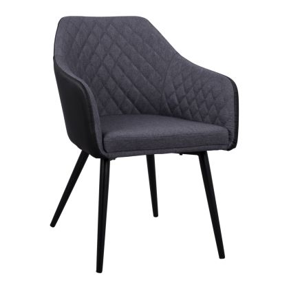 Armchair Charles HM8522.01 with fabric Dark Grey PU Black 57x63x83 cm