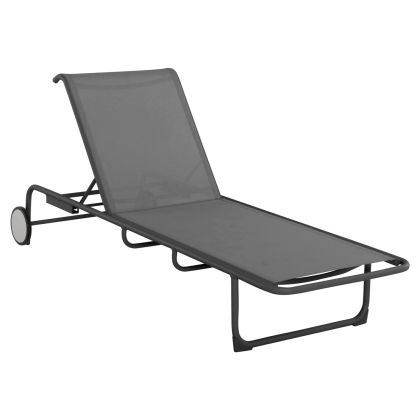 ALUMINUM SUNBED RIBEN WITH TESLIN FABRIC & WHEELS HM6293.01 GREY COLOR 210x78x91Hcm.