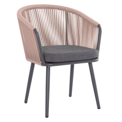 DINING CHAIR HARRIET HM5548.12 ALUMINUM ANTHRACITE FRAME-BEIGE P.E.ROPE 60x62x80,5Hcm.