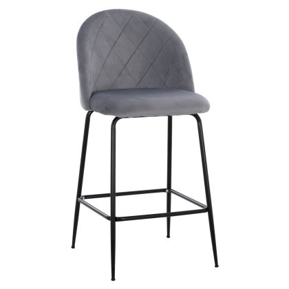 Bar Stool Middle Height HM8732.11 with metallic legs & Velvet Grey 50x56x98 cm.
