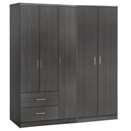 WARDROBE 5-LEAF CAESAR HM21234.01 MELAMINE IN ZEBRANO COLOR 150x42.5x181Hcm.