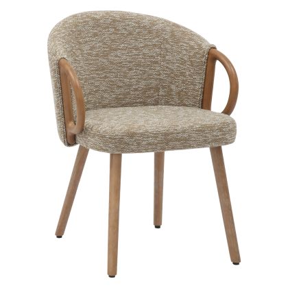 DINING CHAIR RIG HM9979.01 BEECH WOOD LEGS IN WHITEWASH-BEIGE FABRIC 59x58,5x72,5Hcm.