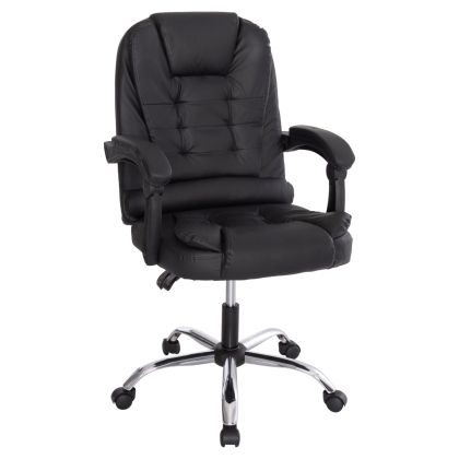 OFFICE CHAIR LAGOM HM1198 BLACK PVC-METAL CHROME BASE-BLACK NYLON FRAME 60x70x104Hcm.