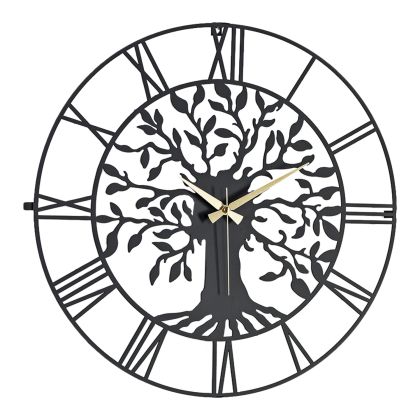 BLACK METAL WALL CLOCK HM7633.01 D50 cm.