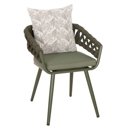 ARMCHAIR ALUMINUM CAMDEN HM6141.09 BACK CUSHION WITH PRINT DESIGN-DARK OLIVE 56x60x72-87Hcm.