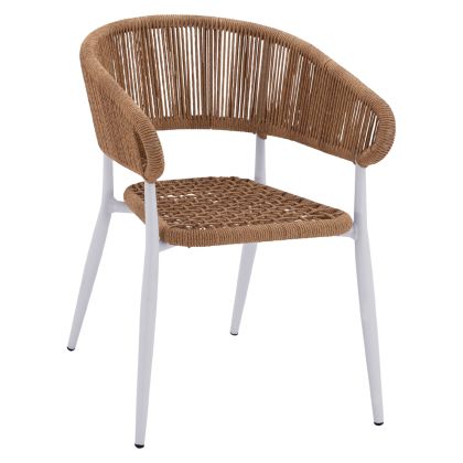 ARMCHAIR ALUMINUM EULO HM5783.12 WHITE-SYNTHETIC RATTAN BEIGE 55,5x63,5x78Hcm.