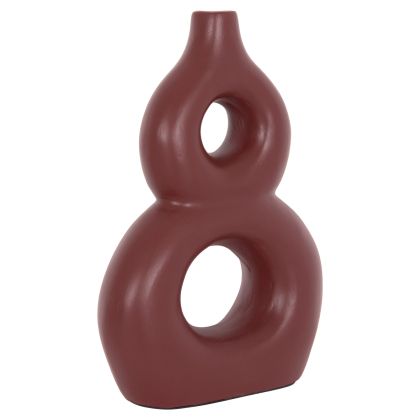 TABLE DECORATIVE VASE FIORIN HM4666.03S TERRACOTA IN MAROON RED--21x7.5x31Hcm.
