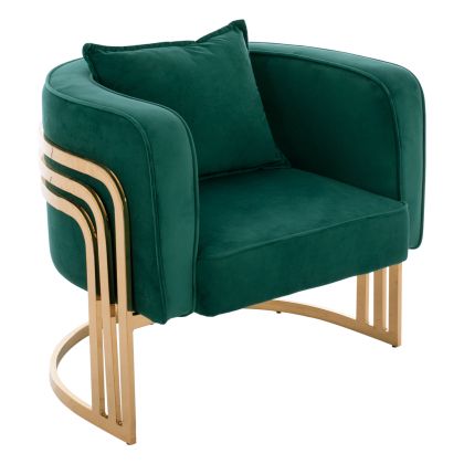TIANA ARMCHAIR WITH GOLD METAL FRAME AND LOW BACK IN A SEMI-CIRCULAR ARRANGEMENT HM8738.03