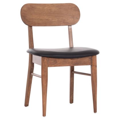 DINING CHAIR SEKOR HM9945.03 RUBBERWOOD IN WALNUT COLOR-BLACK PU  51x48x79Hcm.