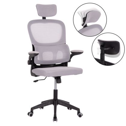 OFFICE CHAIR BASTON HM18236.02 GREY MESH FABRIC & BLACK PP FRAME 64x60x127Hcm.