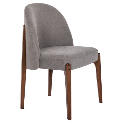 DINING CHAIR RAMMER HM9744.01 RUBBERWOOD IN WALNUT-GREY FABRIC 57x55x86Hcm.