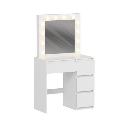 DRESSING TABLE WITH LED LIGHTS & DRAWERS KEITLIN HM2499.03 MELAMINE IN WHITE 80x40x140Hcm.