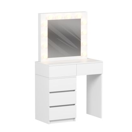 DRESSING TABLE WITH LED LIGHTS & DRAWERS BEYON HM2500.03 MELAMINE IN WHITE 80x40x140Hcm.