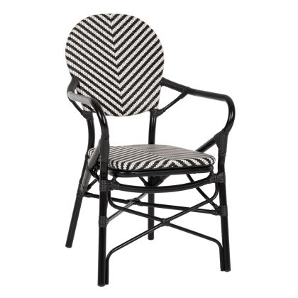 ARMCHAIR ALUMINUM HM5928.01 BLACK WITH TEXTLINE IN BLACK&WHITE 56x59x94,5Hcm.