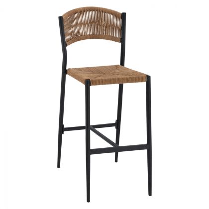 CHARCOAL ALUMINUM BAR STOOL WITH PE ROPE BEIGE HM5789.02 45,5x56x111 cm.