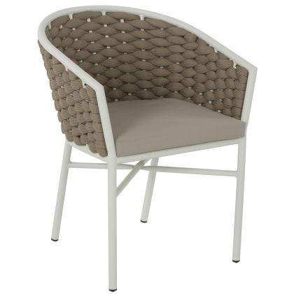 ARMCHAIR ALUMINUM HM5859.02 WHITE AND BEIGE FOAMY ROPE