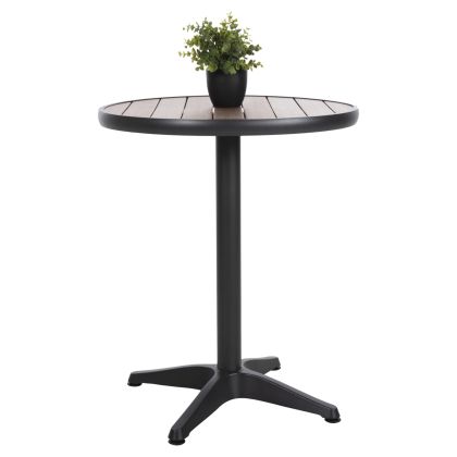 ALUMINUM ROUND TABLE ALEXA HM6086.01 ANTHRACITE-POLYWOOD TOP IN NATURAL COLOR Φ60x73Hcm.