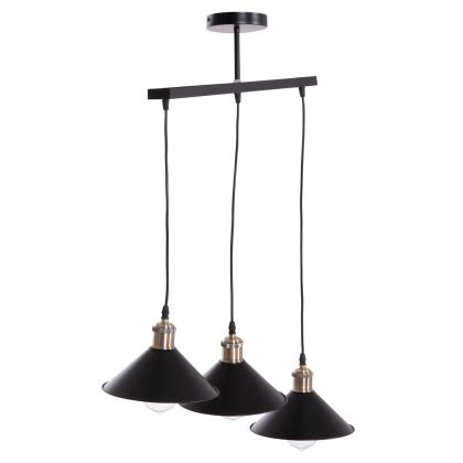 CEILING PENDANT 3-LIGHT BELL HM7533.11 BLACK METAL-BRONZE SOCKET Φ21,5x128Hcm.