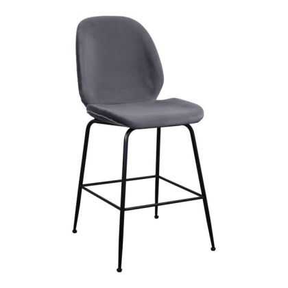 Bar Stool Nora Velvet Grey & Black metallic frame HM8524.01 48x61x103 cm