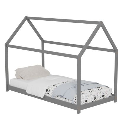 BED FOR KIDS PEPE HM677.05 t.MONTESSORI SOLID PINE WOOD IN GREY- 190x90cm.