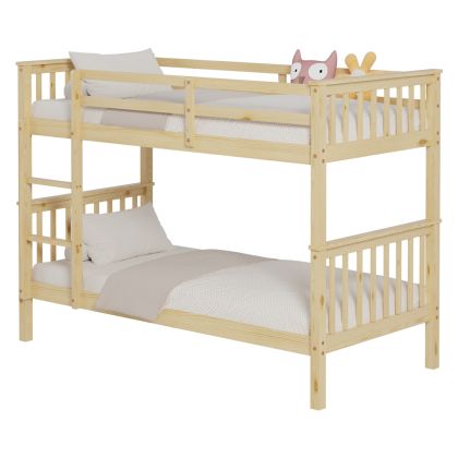 BUNK BED FOR CHILDREN LANTAI HM682.01 PINE WOOD IN NATURAL-MATTRESSES 190x90cm