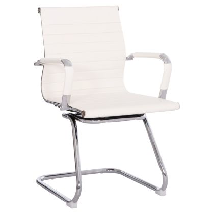 CONFERENCE CHAIR BOSS HM1023.32 WITH ARMS-WHITE PU-CHROMED METAL LEGS 54x56x87Hcm.