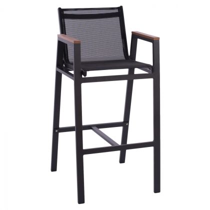 CHARCOAL ALUMINUM BAR STOOL WITH POLYWOOD 52 x 58 x 108 cm. HM5790.02