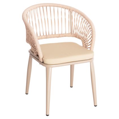 ALUMINUM ARMCHAIR MAGNET HM6287.04 GREY FRAME-P.E.ROPE IN CAPPUCCINO 59x61x81.5Hcm.