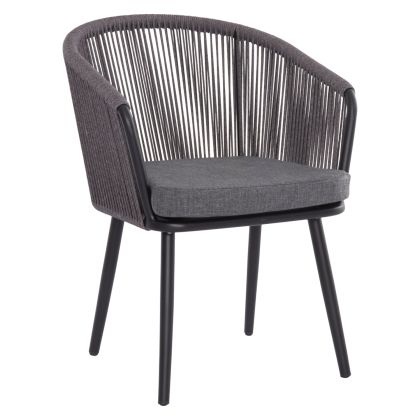 DINING CHAIR HARRIET HM5548.13 ALUMINUM BLACK FRAME-ANTHRACITE P.E.ROPE & CUSHION 60x62x80,5Hcm.