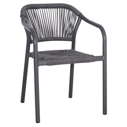 DINING ARMCHAIR ALUMINUM LUCCI HM6266.01 DARK GREY FRAME & P.E. RATTAN 58x56x79Hcm.