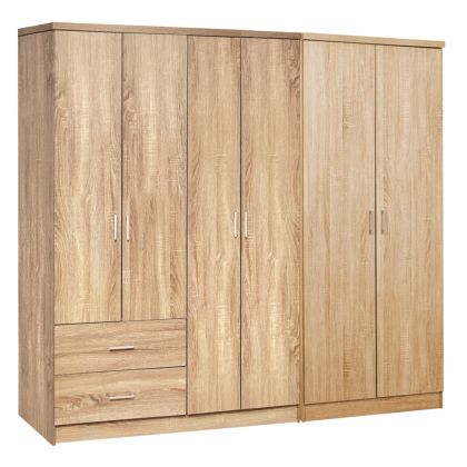 WARDROBE 6-LEAF BLAKELY HM21235.02 MELAMINE IN SONAMA COLOR 201x43x181Hcm.
