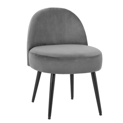 Stool with back Yasmine from grey velvet & black legs HM8395.11 47x43x65cm