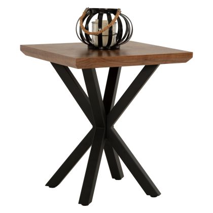 ПОМОЩНА МАСА HM9471.02 MDF С ФУРНИР ОРЕХ ПЛОТ-ЧЕРНА МЕТАЛНА ОСНОВА 50x50x58Hсм.