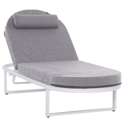 PROFESSIONAL SUNLOUNGER MALLOW HM10715.01 WHITE ALUMINUM & GREY CUSHION 198x71x40,5-103Hcm.