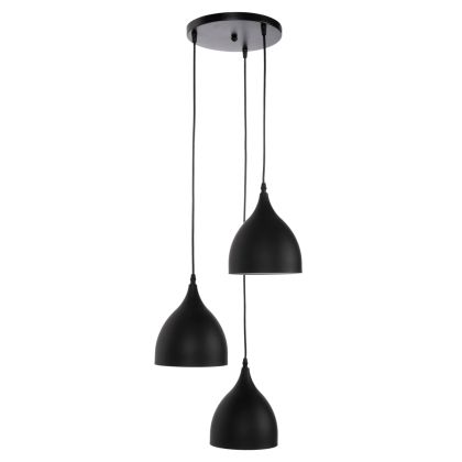 CEILING PENDANT LAMP HM4137 3-LIGHT BLACK METAL Φ33x33-115Hcm.