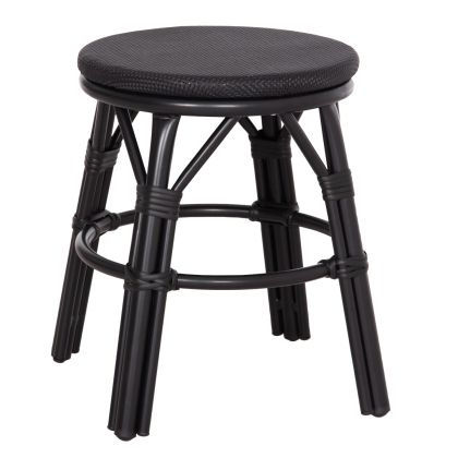 ALUMINUM ROUND STOOL CHINO HM6285.02 BAMBOO LOOK & TEXTILENE IN BLACK Φ36x46Hcm.