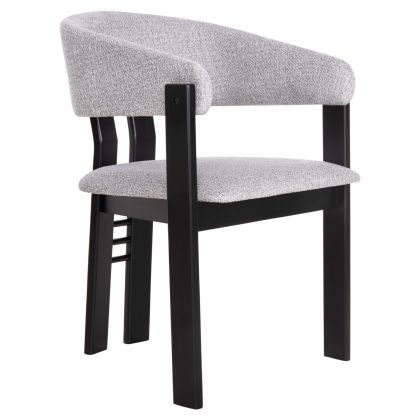 DINING CHAIR ZARRA HM9970.02 RUBBERWOOD IN BLACK-LIGHT GREY FABRIC 55,5x59x81,5Hcm.